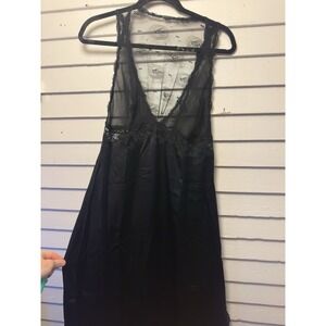 La Perla Women Black Silk V-Neck Long Sleeveless Night Dress Size 3